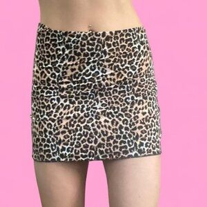 Leopard Print Mini Skirt - Brown Animal Print